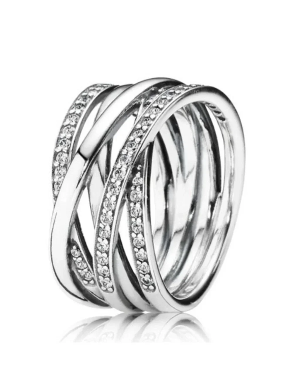Pandora Sterling Silver Entwined Ring with Zirconia 190919cz, size 52